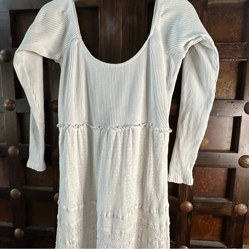 Free People Sz Small Earth Angel Maxi Dress Ivory Boho - Picture 3 of 11